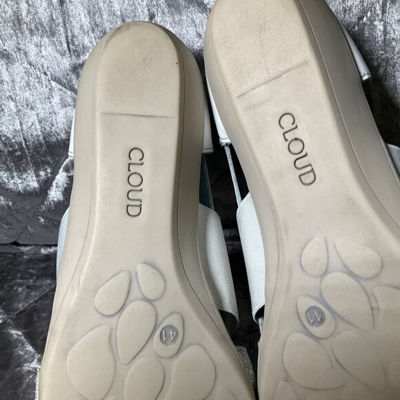 Cloud Women's Open-Toe Slip-On Sandals Size 11 Leather & Fabric White & Silver - Picture 11 of 12